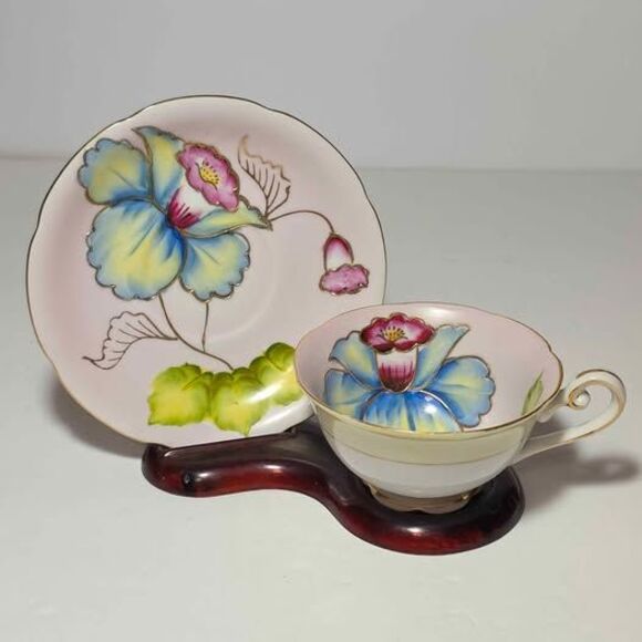 Blue Flowers Teacup and Saucer Vintage Japan - Picture 7 of 7